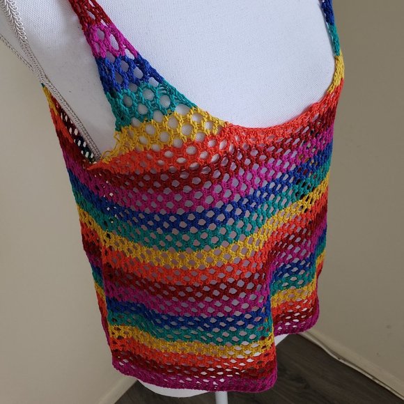 Forever21 Rainbow Print Sweater Tank Top Large - Picture 10 of 13